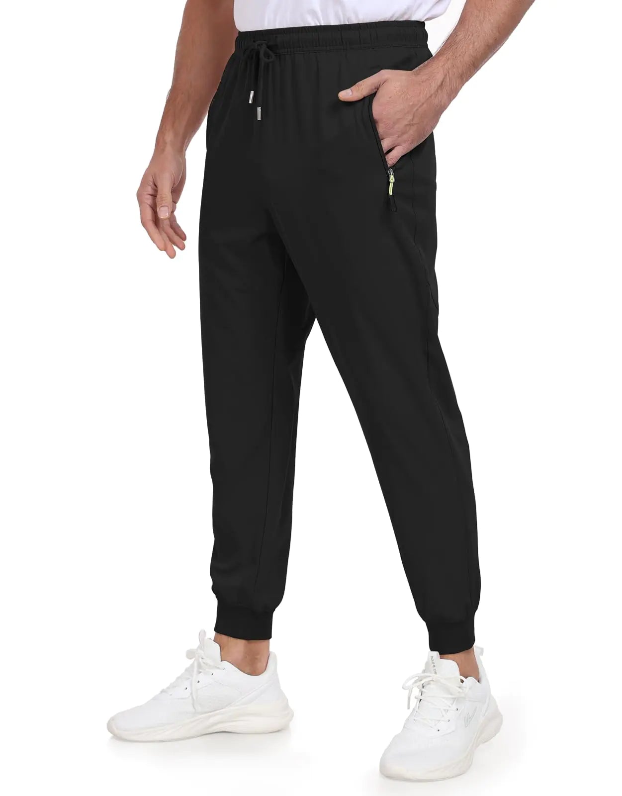CNBQDD Jogger for Men Athletic Sweatpants with Pockets Lightweight Jogging Running Track Pants Quick Dry Gym Workout Tapered Sweat Pants Elastic Waist Black M/28L